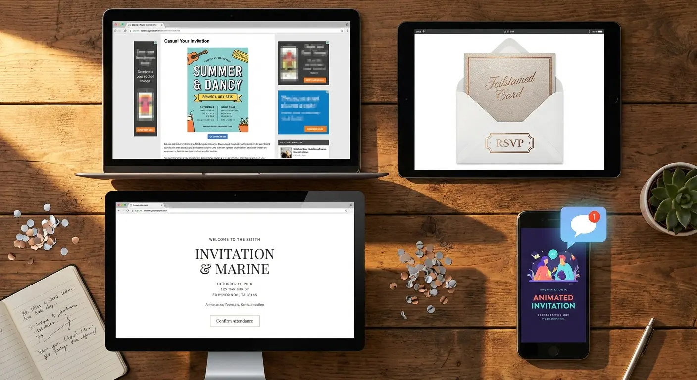 Four digital invitation platforms compared side by side for private event planning