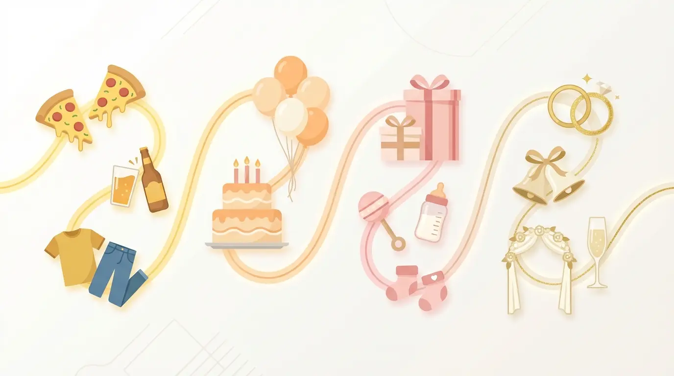 A timeline showing recommended invitation timing for different event types, from casual to formal