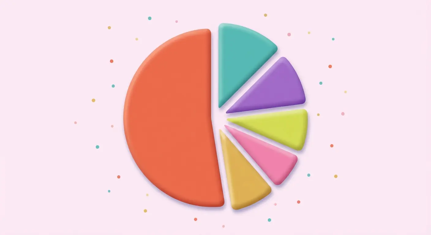 A pie chart showing party budget categories with food taking the largest slice