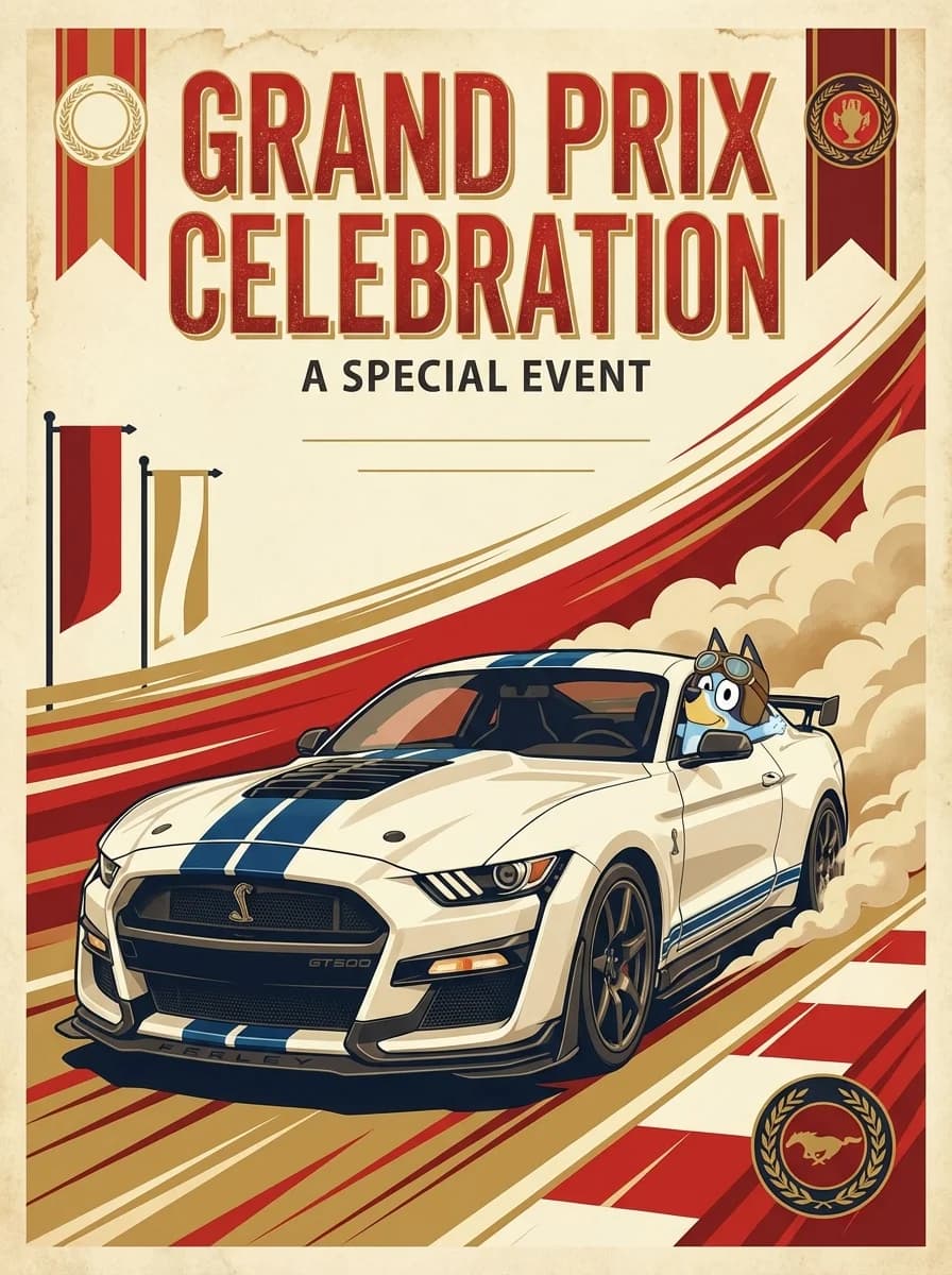 Vintage racing poster inspired by the toy car