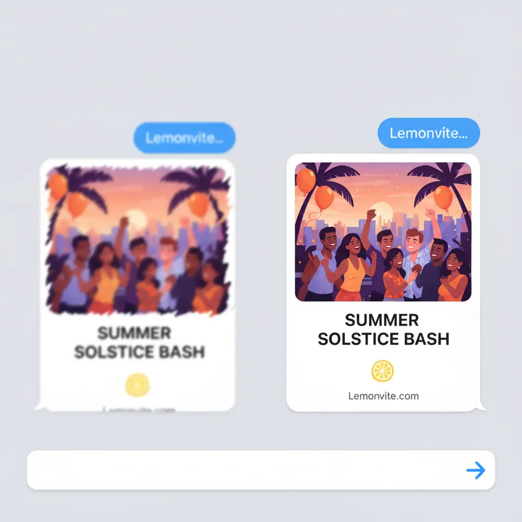 Comparison of a blurry text screenshot versus a rich link preview
