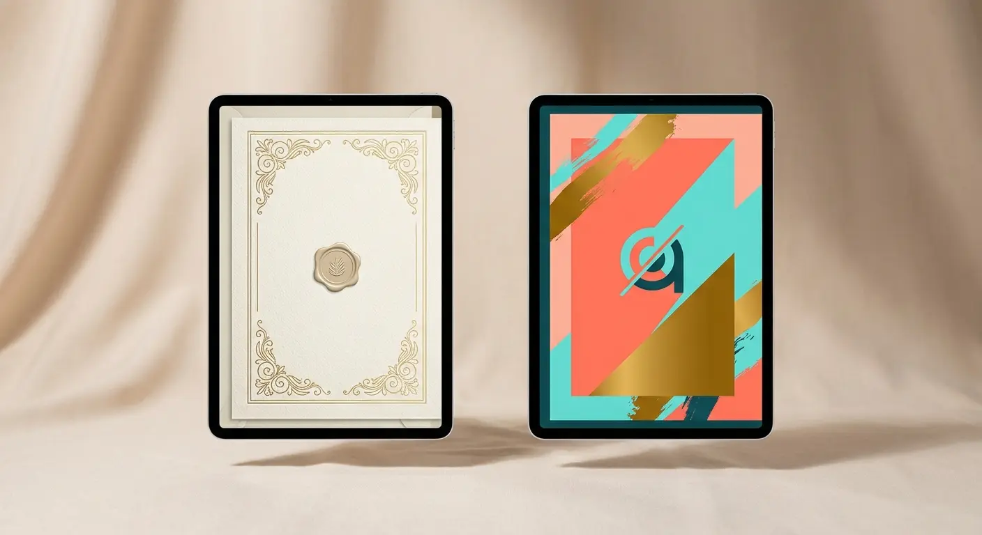 Comparison of Paperless Post and Lemonvite digital invitations side by side